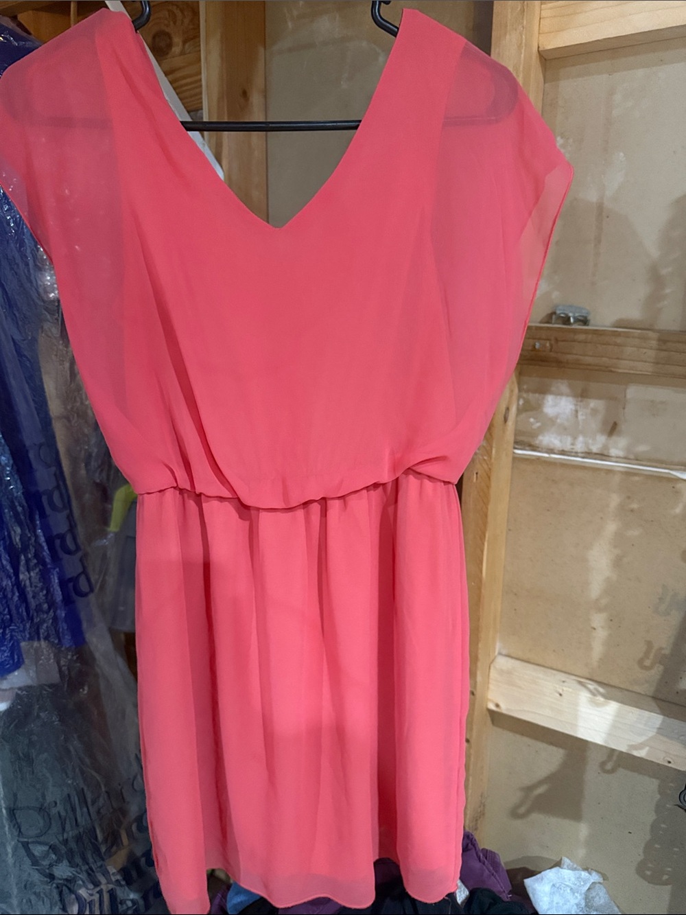 Sweet Storm Coral Pink V-Neck Chiffon Dress